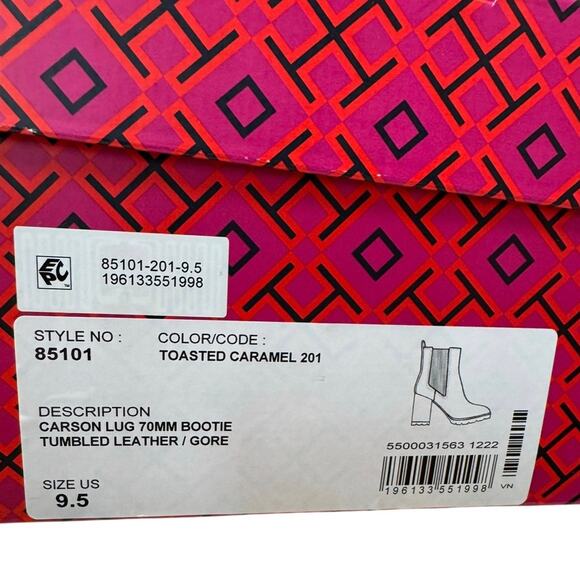 Tory Burch NIB Carson 70mm Lug Sole Boot in Toasted Caramel Size 9.5 - Picture 13 of 14